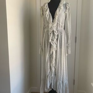 ZIMMERMANN RUFFLE TIE NECK DRESS, Geo print, 0